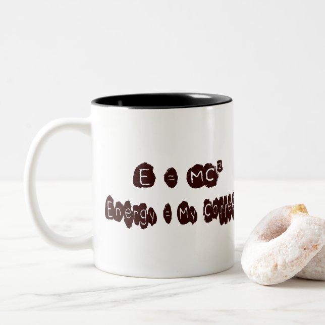 E=MC Coffee Two-Tone Coffee Mug (With Donut)
