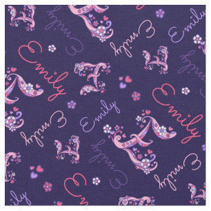 E monogram and personalised name Emily fabric