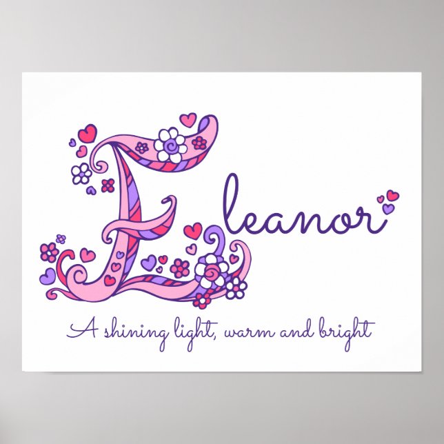 E monogram art Eleanor girls name meaning poster (Front)