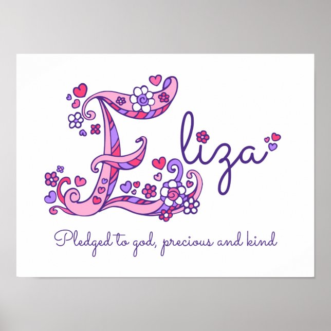 E monogram art Eliza girls name meaning poster (Front)