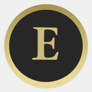 E :: Monogram E Elegant Gold and Black Sticker