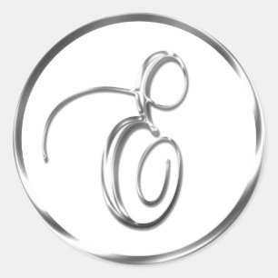 E Monogram Faux Silver Envelope Or Favour Seal