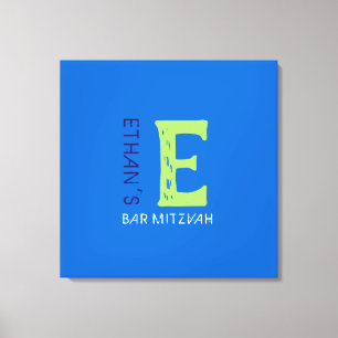 E Monogram Initial Bar Bat Mitzvah Sign-In Board Canvas Print