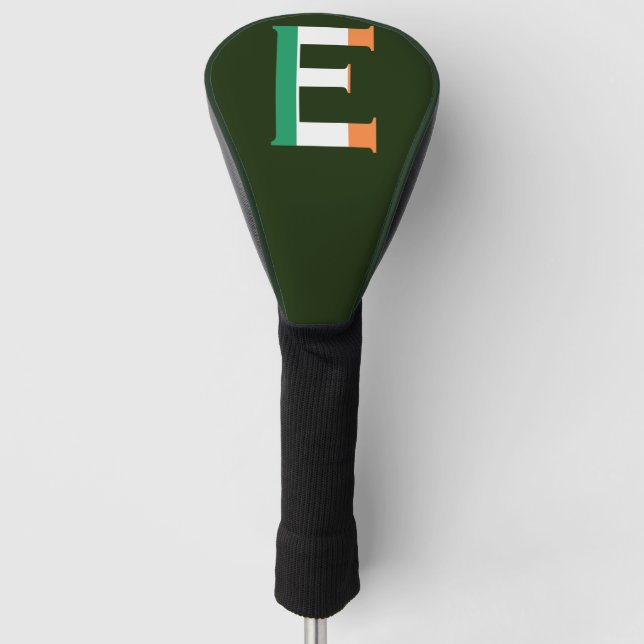 E Monogram overlaid on Irish Flag dccnt Golf Head Cover (Front)