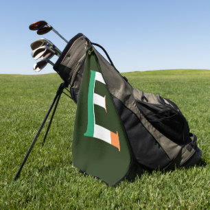 E Monogram overlaid on Irish Flag gtcnt Golf Towel