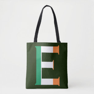 E Monogram overlaid on Irish Flag stcnt Tote Bag