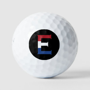 E Monogram overlaid on NLD Flag on bk be6 gbcnt Golf Balls