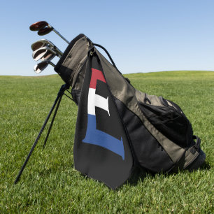 E Monogram overlaid on NLD Flag on bk gtcnt Golf Towel