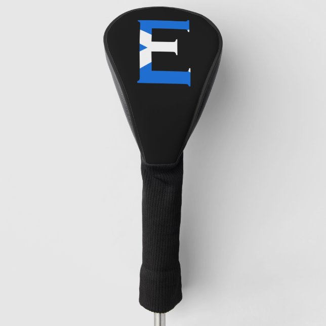 E Monogram overlaid on Scottish Flag dccnt Golf Head Cover (Front)