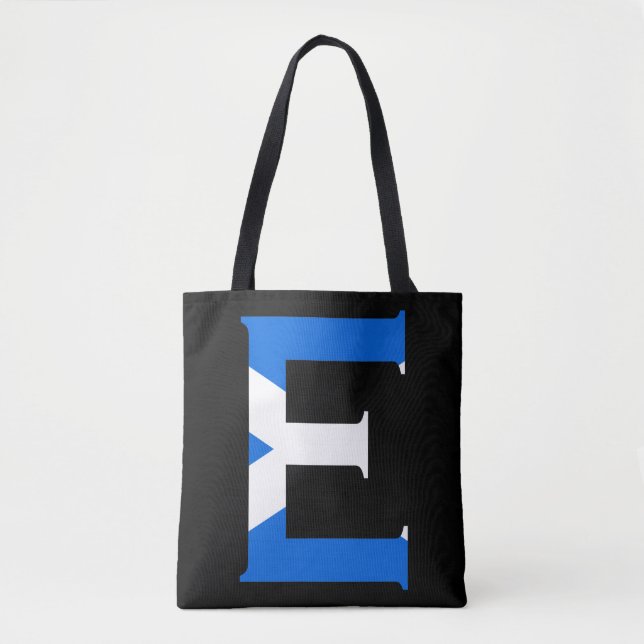 E Monogram overlaid on Scottish Flag stcnt Tote Bag (Front)