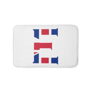 E Monogram overlaid on Union Jack Flag bmcn Bath Mat