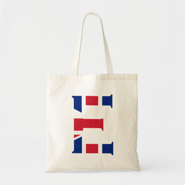 E Monogram overlaid on Union Jack Flag btcnt Tote Bag (Front)