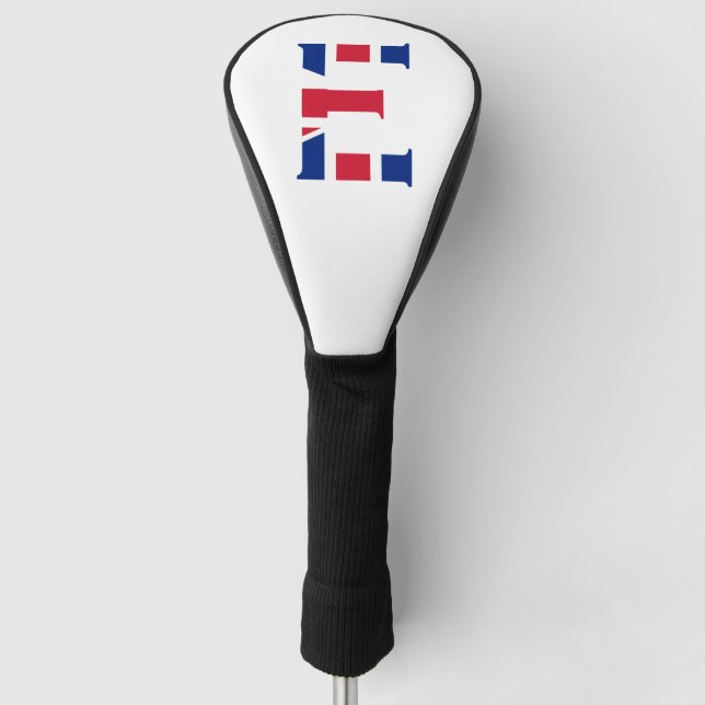 E Monogram overlaid on Union Jack Flag dccnt Golf Head Cover (Front)