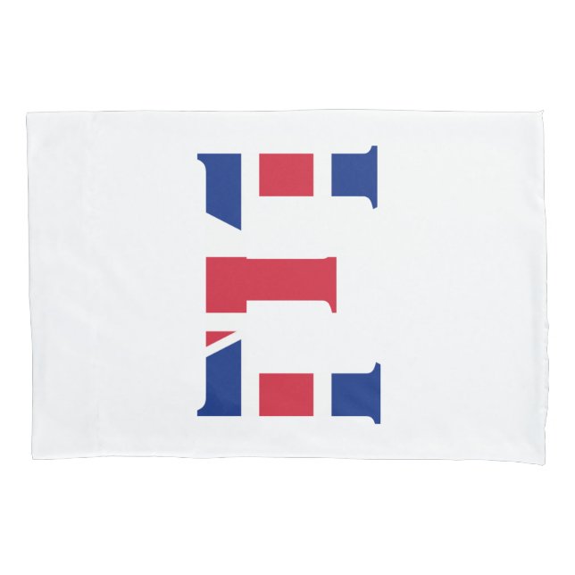 E Monogram overlaid on Union Jack Flag pccnt Pillowcase (Front)