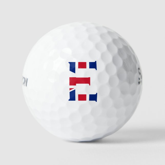 E Monogram overlaid on Union Jack Flag ssf gbcnt Golf Balls (Front)