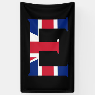 E Monogram overlaid on Union Jack Flag (v) bnrcn Banner