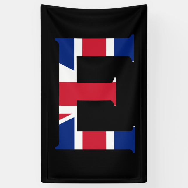E Monogram overlaid on Union Jack Flag (v) bnrcnt Banner (Vertical)