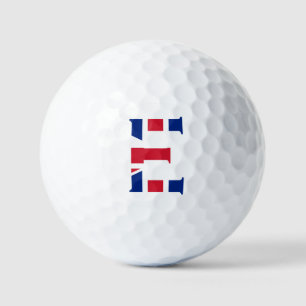 E Monogram overlaid on Union Jack Flag va gbcnt Golf Balls