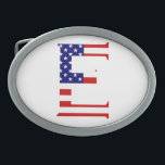 E Monogram overlaid on USA Flag bbcnt Belt Buckle<br><div class="desc">E Monogram overlaid on USA Flag Belt Buckle

Design © Trinkets and Things 2017 - AHP Design. All Rights Reserved.

080517</div>