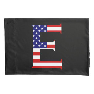 E Monogram overlaid on USA Flag pccnt Pillowcase