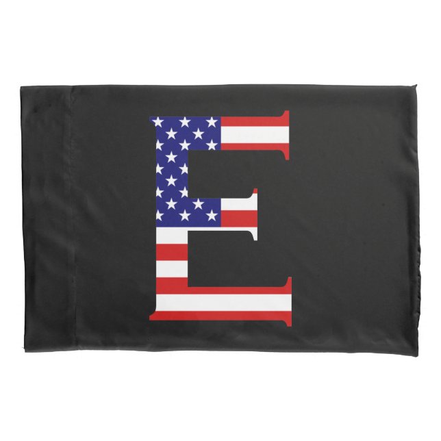 E Monogram overlaid on USA Flag pccnt Pillowcase (Front)