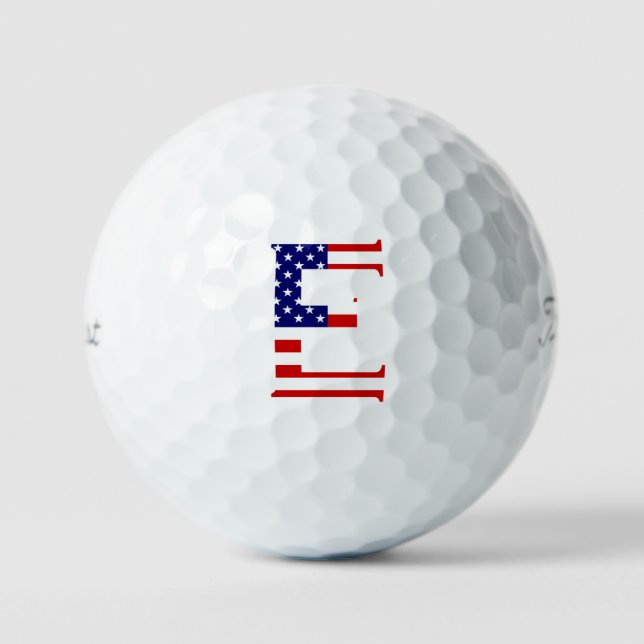 E Monogram overlaid on USA Flag tpv1 gbcnt Golf Balls (Front)