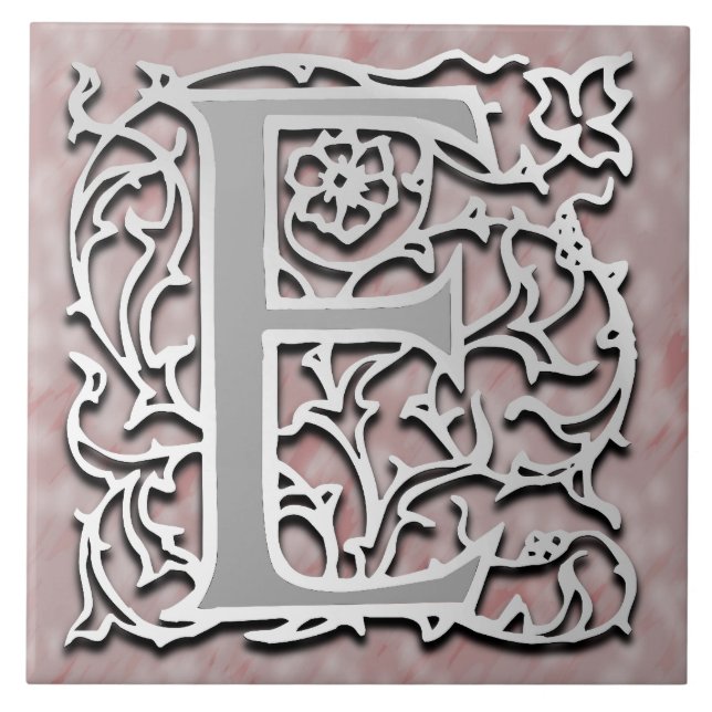 E Monogram "Silver Stone" Ceramic Tile (Front)