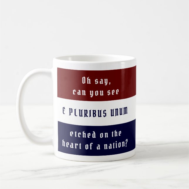 E Pluribus Unum Red White and Blue Coffee Mug (Left)