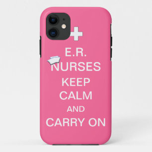 E.R. Nurses Keep Calm+Nurses Cap/Soft Pink iPhone 11 Case