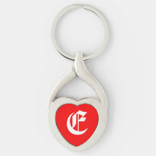 "E" Red Heart Keychain
