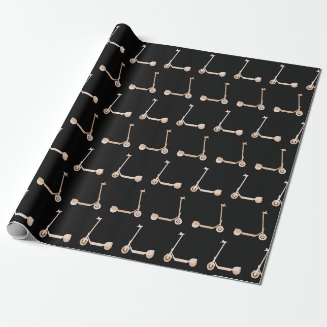 E-Scooter Patterned Wrapping Paper (Unrolled)