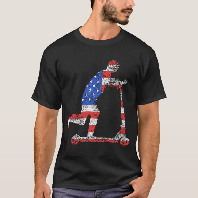 E Scooter USA American Electric Scooter Driver Sco T-Shirt (Front)