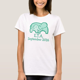 E.T.A. due date elephant hug maternity green tee