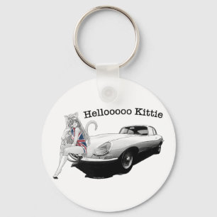 E-type Jag with hot cat girl Key Ring