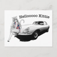 E-type Jag with hot cat girl