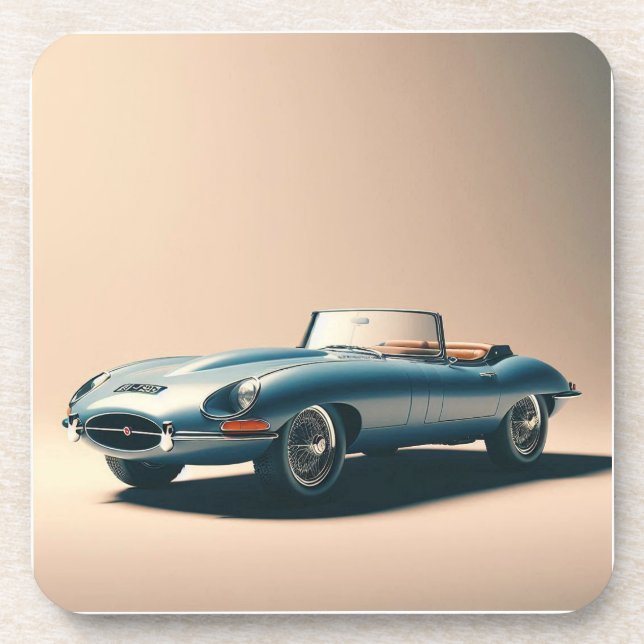 E-type Jaguar Convertible (Blue) Coaster (Front)