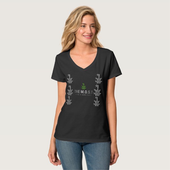 e: Women's Basic V-Neck T-Shirt (Black Vivid) (Front Full)