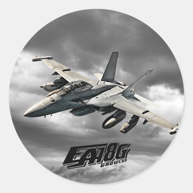 EA-18G Growler Classic Round Sticker Sticker (Front)