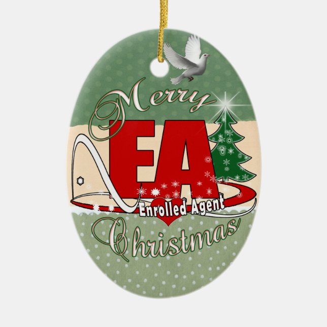 EA CHRISTMAS  Enrolled Agent Ceramic Tree Decoration (Front)