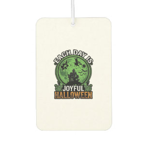 Each Day Joyful Halloween Haunted House Witch Cat Car Air Freshener