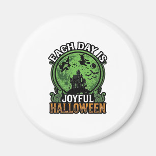 Each Day Joyful Halloween Haunted House Witch Cat Magnet