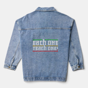Each One Teach One Rasta Colours Unisex Reggae Denim Jacket