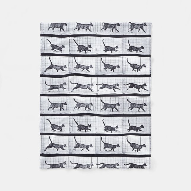 EADWEARD MUYBRIDGE: Cat Walking - Fleecy Blanket (Front)