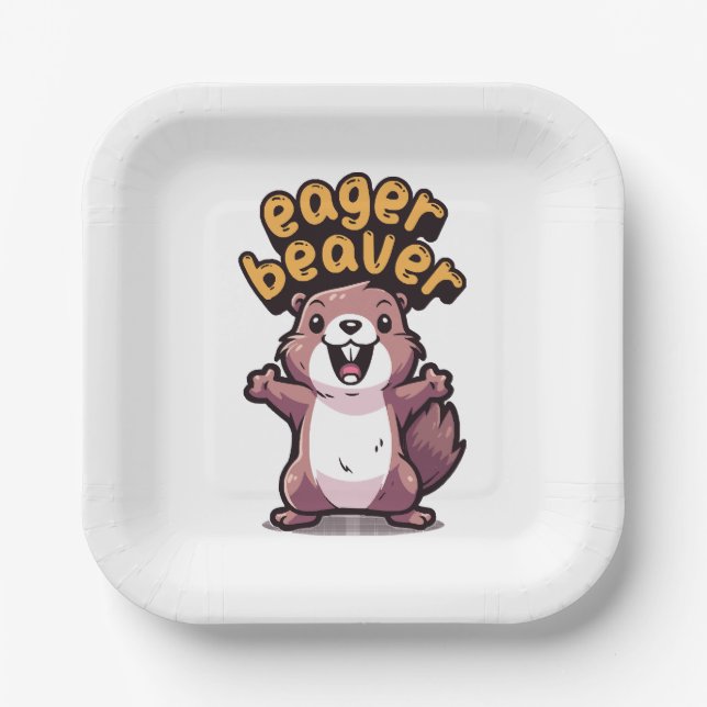 Eager Beaver Paper Plate (Front)