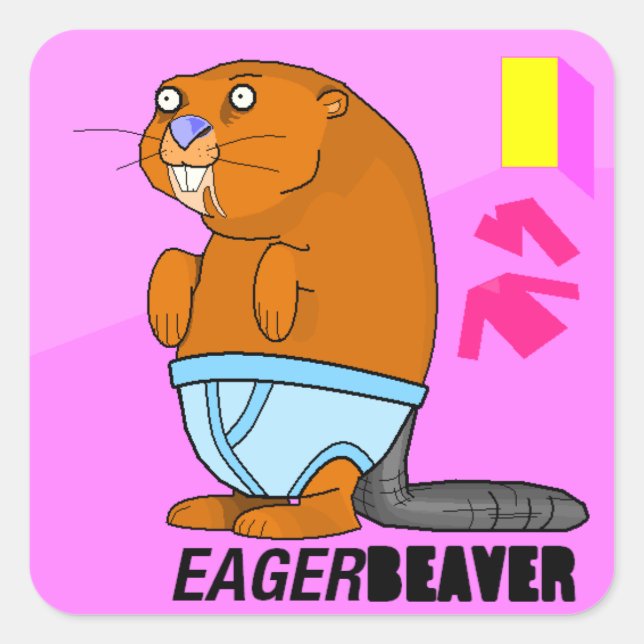 Eager Beaver Square Sticker (Front)