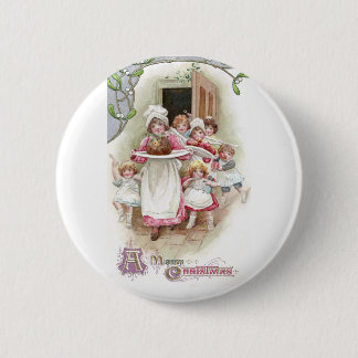 Eager for Plum Pudding Vintage Christmas 6 Cm Round Badge