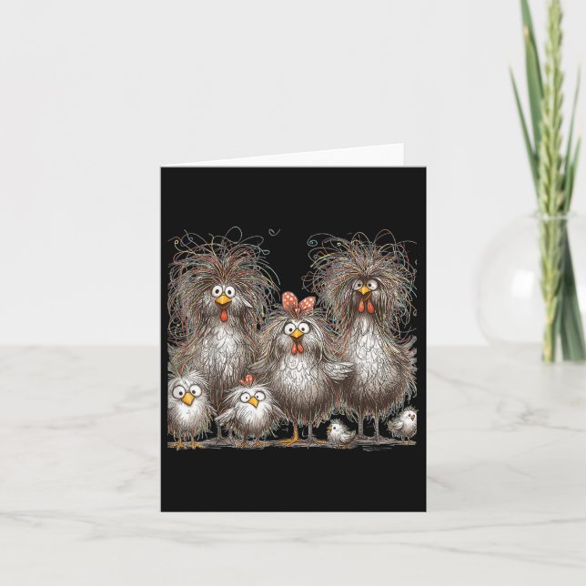 Eagerlys Colourful Funny Chicken Art, Crazy Chicke Card (Front)