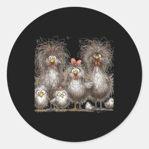 Eagerlys Colourful Funny Chicken Art, Crazy Chicke Classic Round Sticker