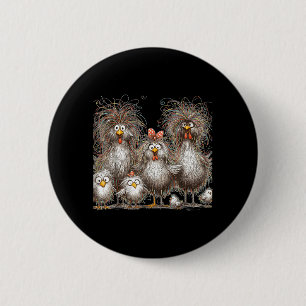 Eagerlys Colourful Funny Chicken Art Crazy Chicken 6 Cm Round Badge