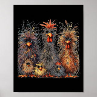 Eagerlys Colourful Funny Chicken Art  Poster